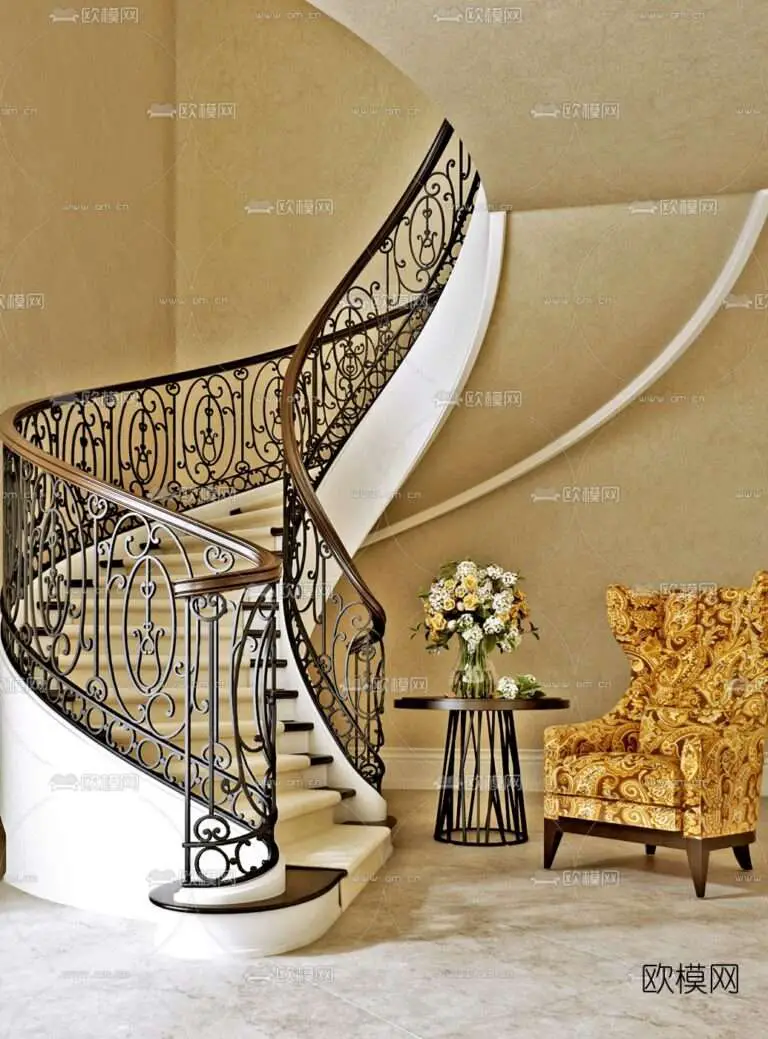 European style spiral staircase 082303198